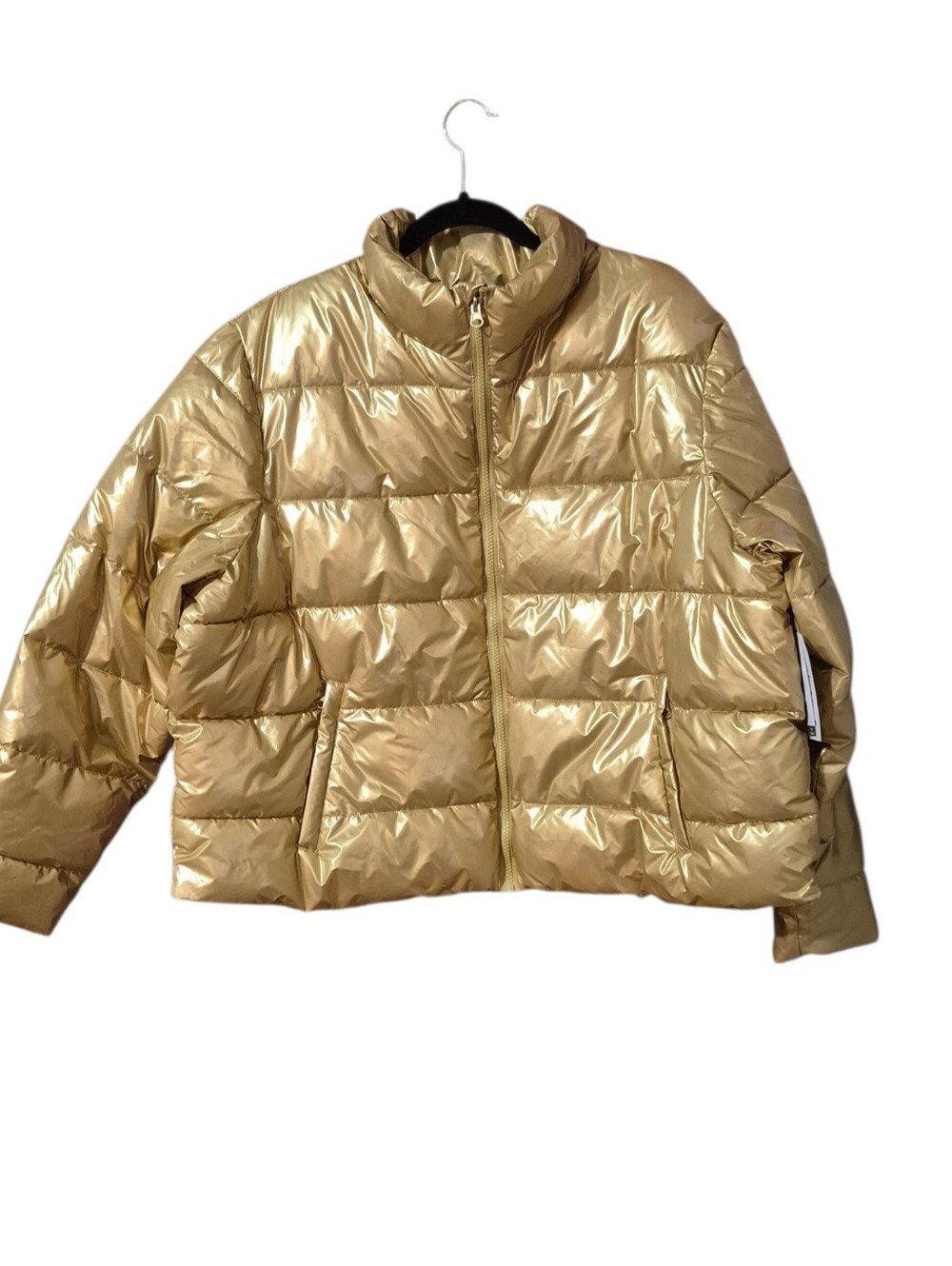 Time And True Gold Shiney Quilted Puffer Winter Jacket - Women NWT